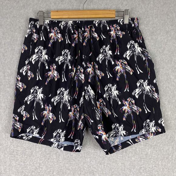 Sundek Shorts Mens M Funky Palm Print Elastic Waist Swim Shorts All Over Print - Picture 1 of 9